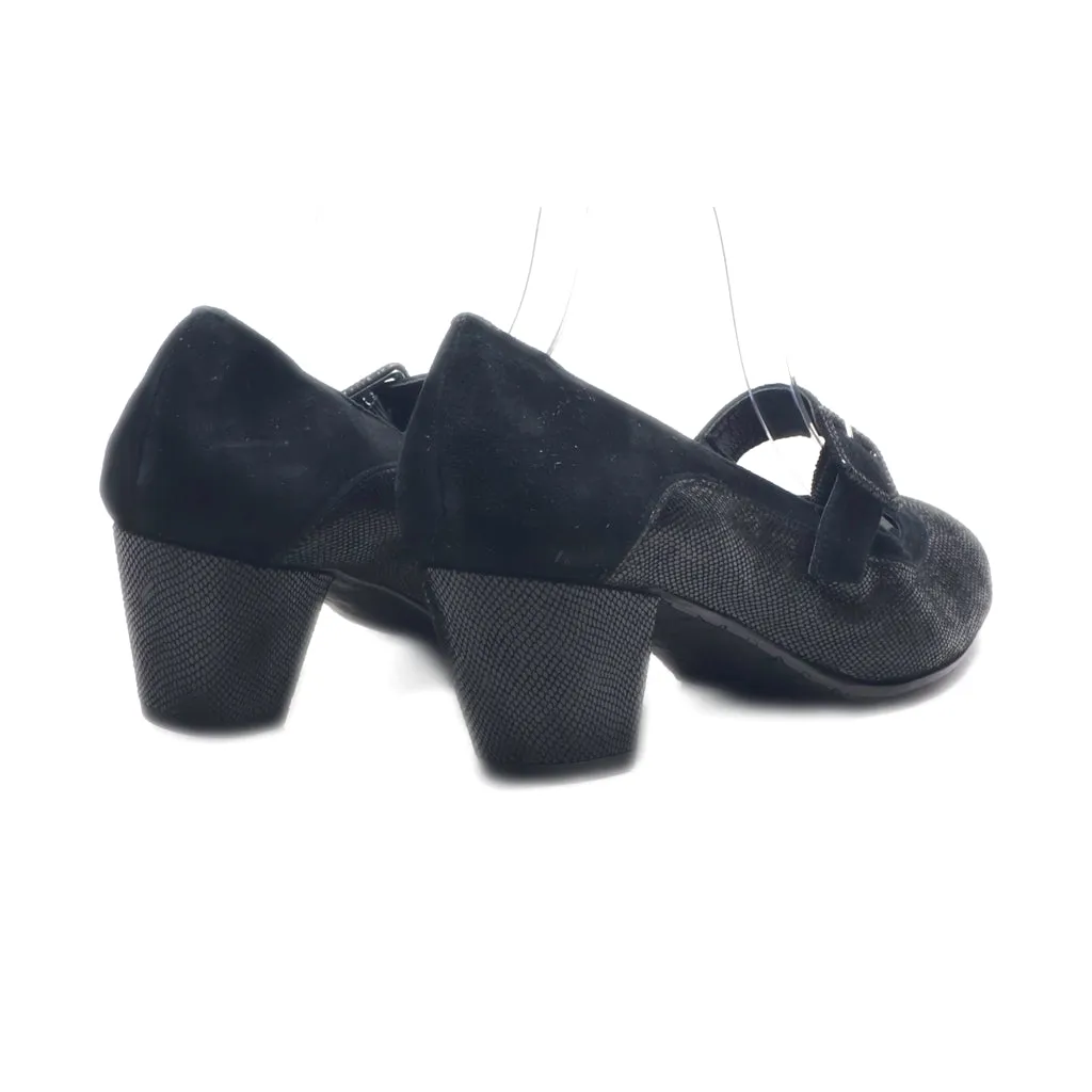 Amalfi Mid-Heel Shoes Leather Black Colour For Women