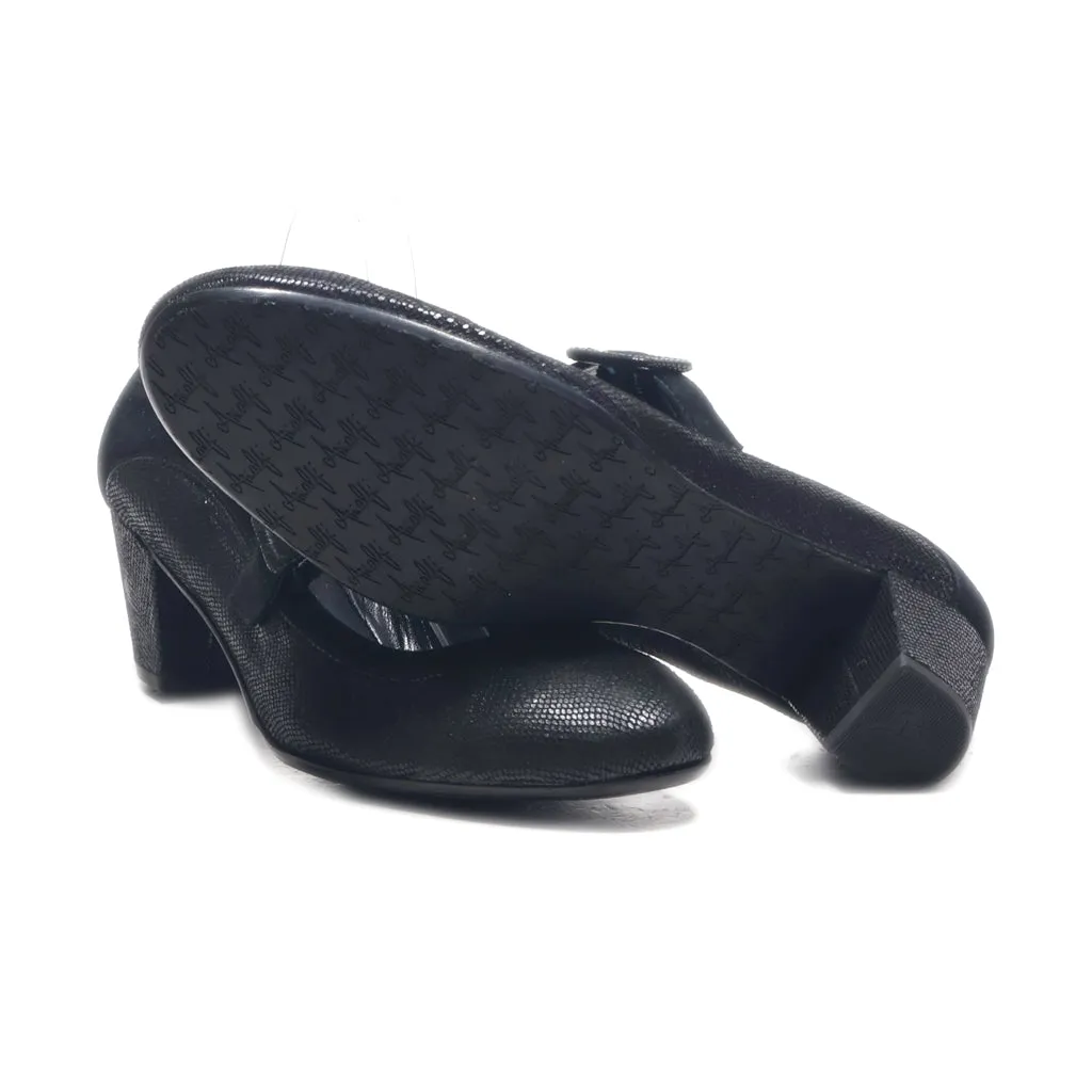 Amalfi Mid-Heel Shoes Leather Black Colour For Women