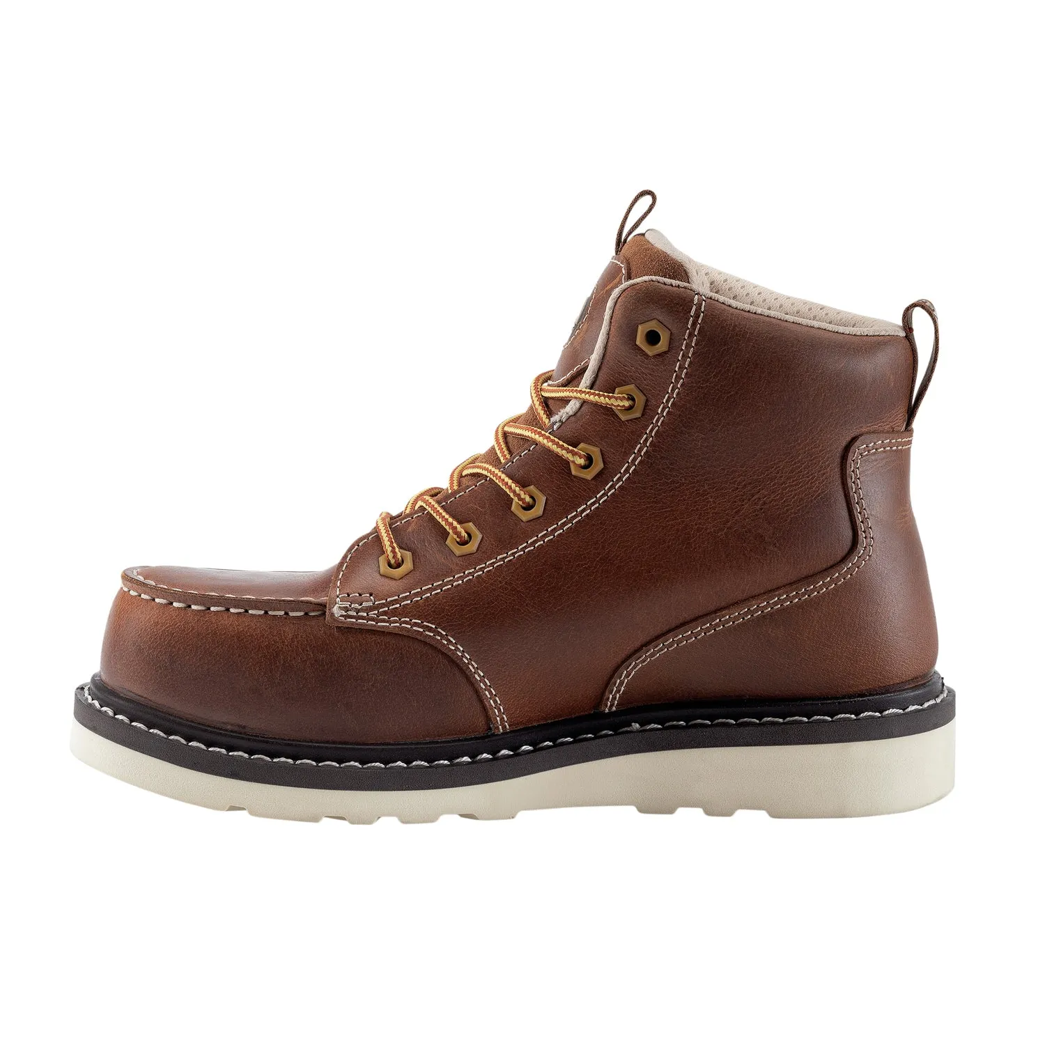 Avenger Womens Mid Wedge Brown Leather Work Boots