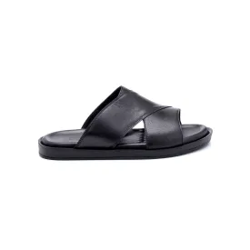 Black Men Leather Slipper