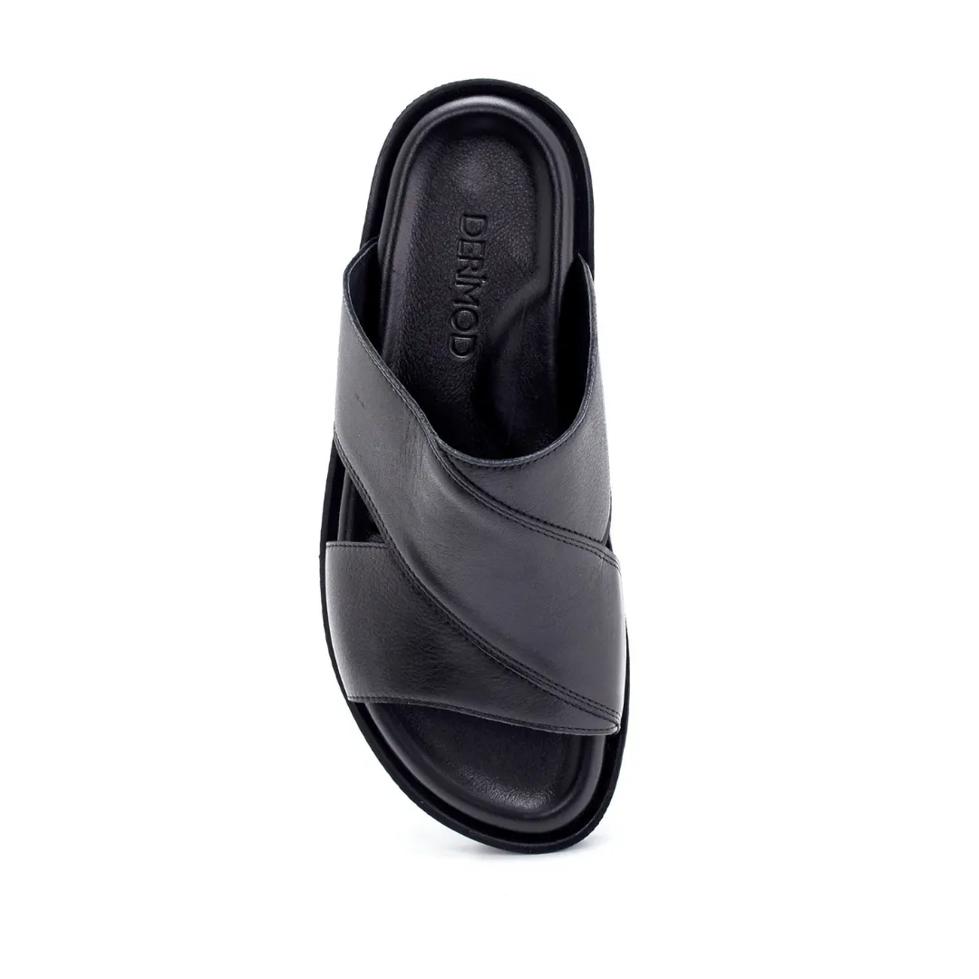 Black Men Leather Slipper