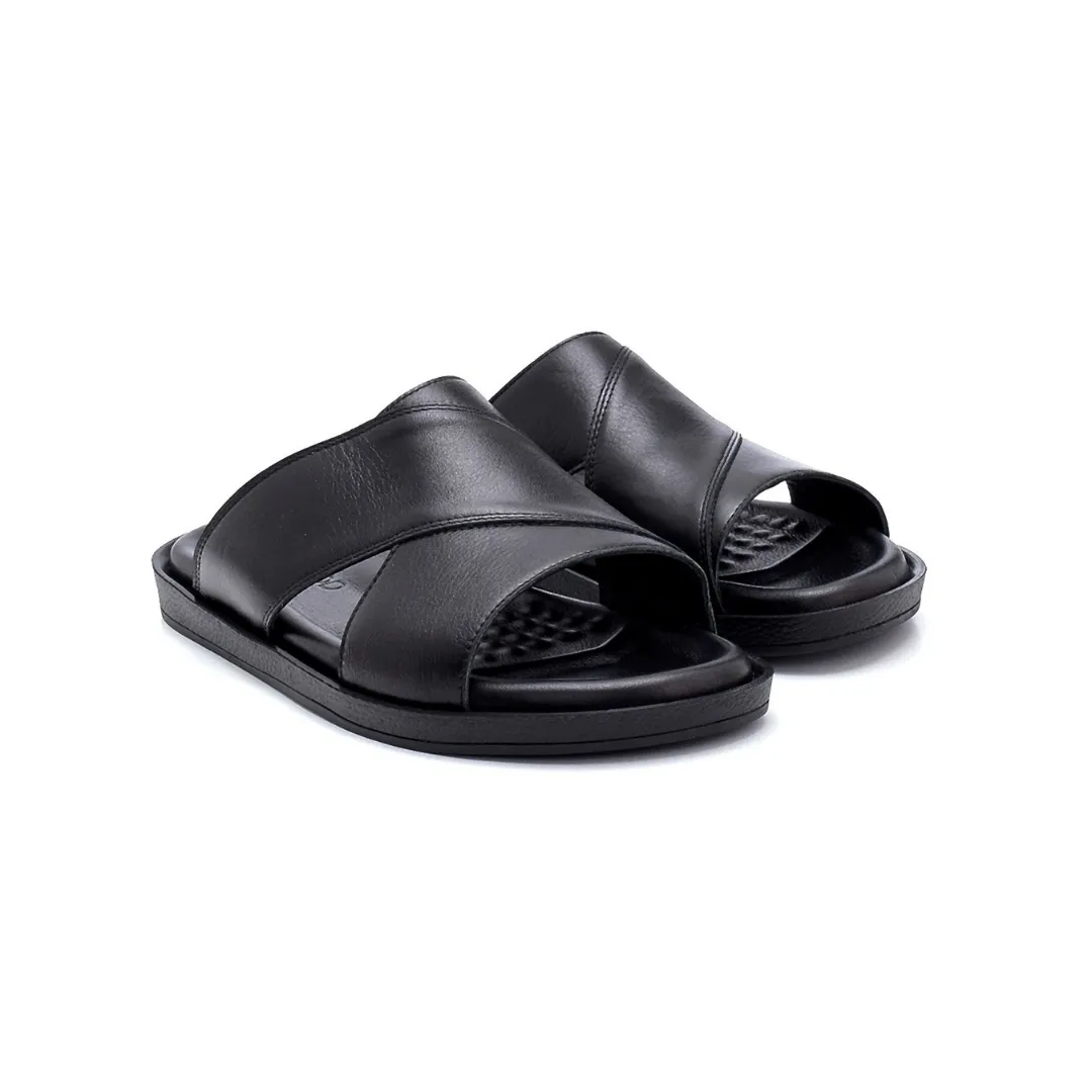 Black Men Leather Slipper