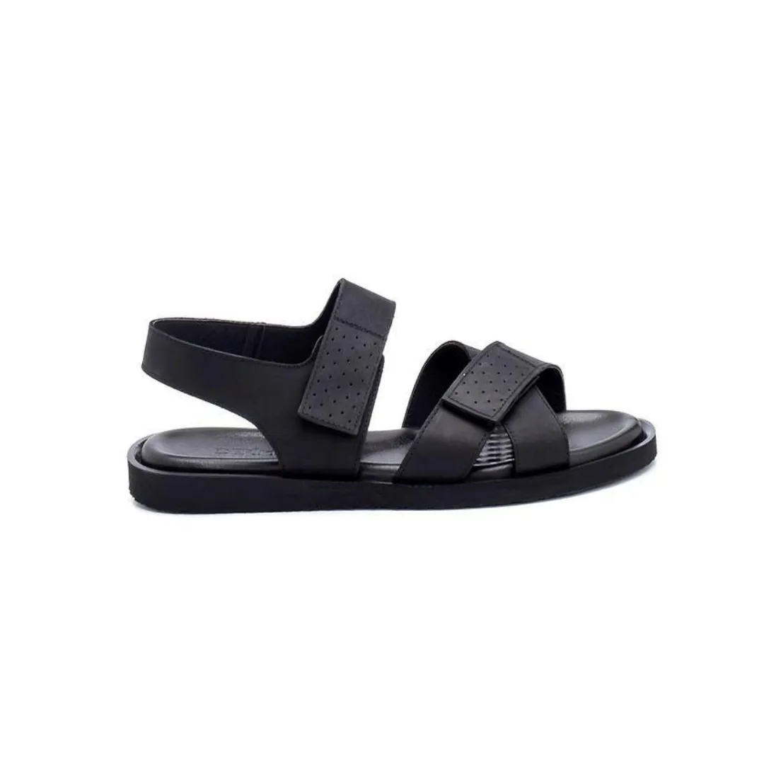 Black Men Nubuck Banded Sandal