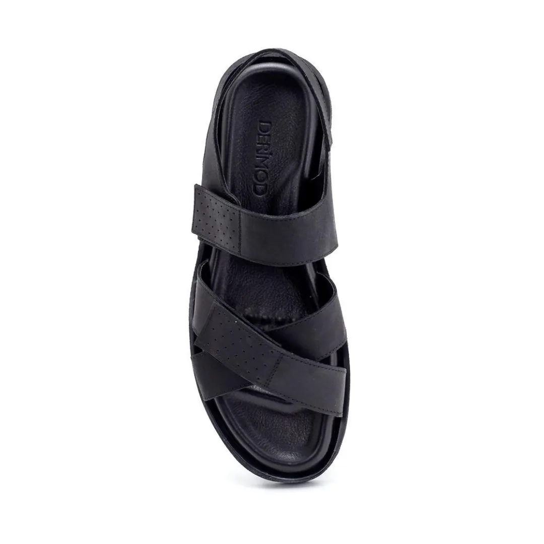 Black Men Nubuck Banded Sandal