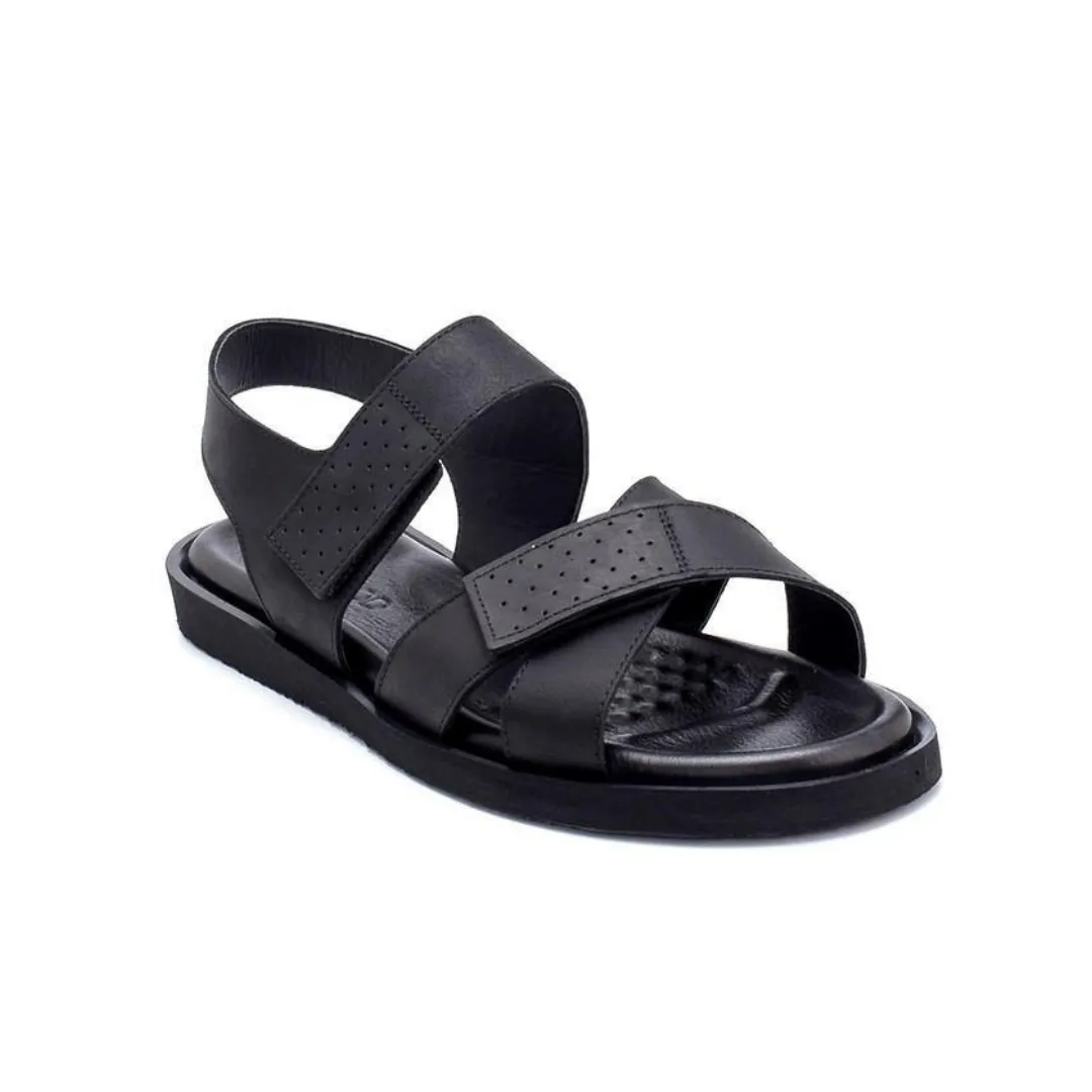 Black Men Nubuck Banded Sandal