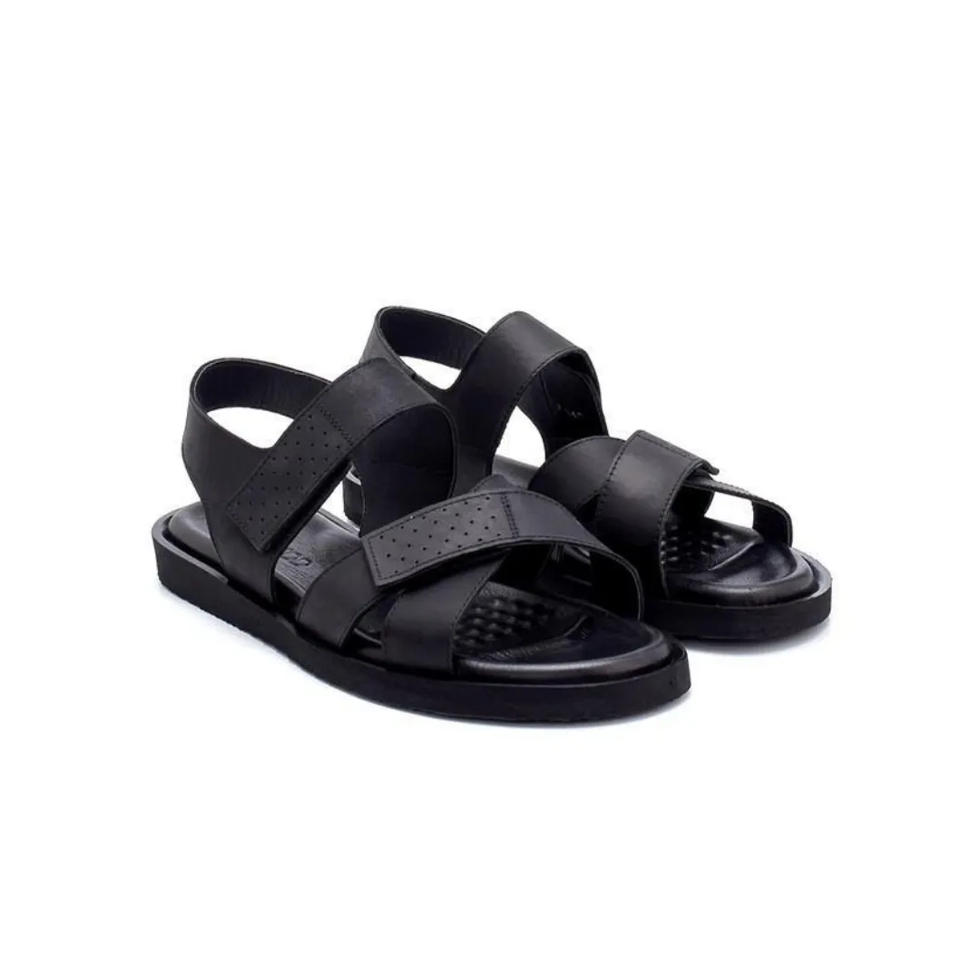 Black Men Nubuck Banded Sandal