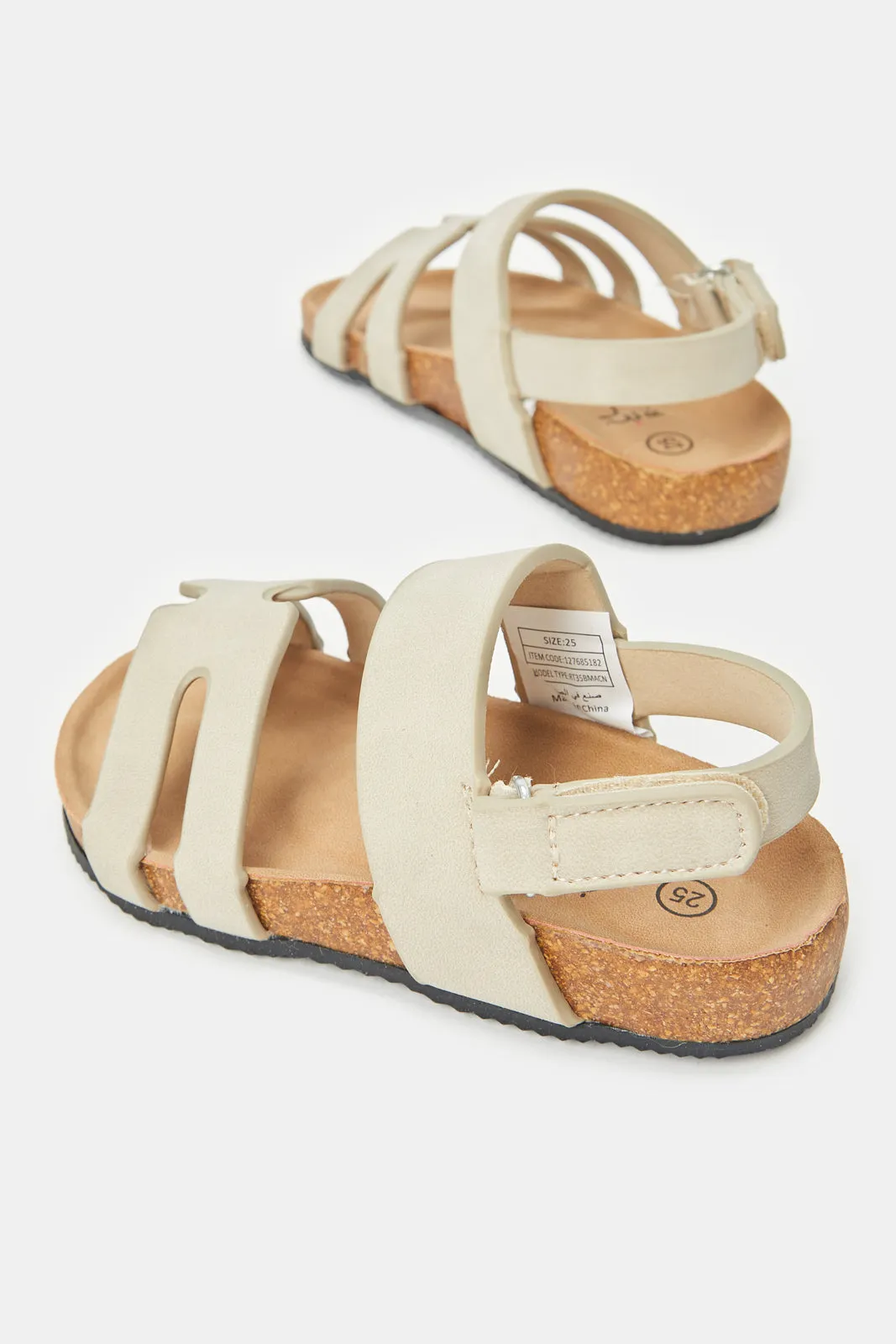 Boys Grey H Strap Cork Sandals