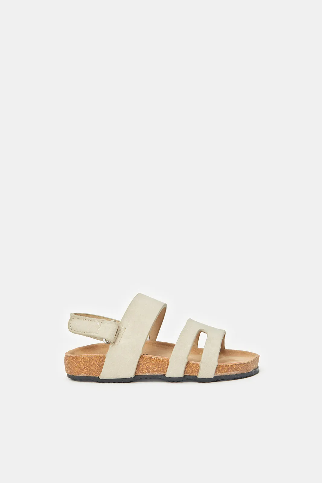 Boys Grey H Strap Cork Sandals