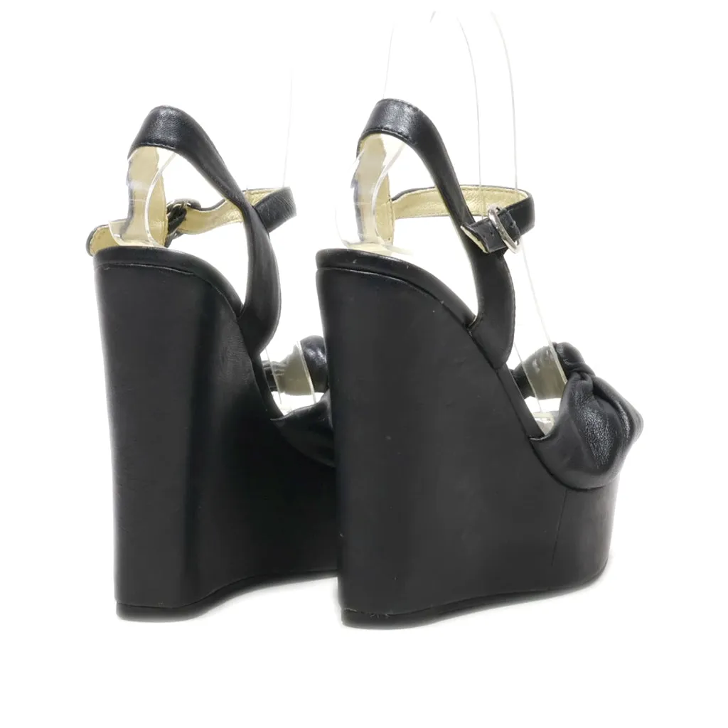 Buffalo Wedge Shoes Leather Black Colour For Women