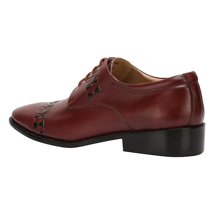 Carrey Leather Derby Style Dress Shoes for Men - Black and Burgundy Colors