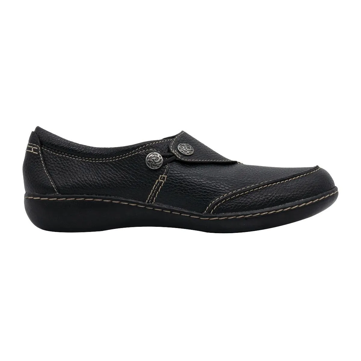 Clarks Ashland Lane Q Casual Flat Shoes Leather Black Colour For Women