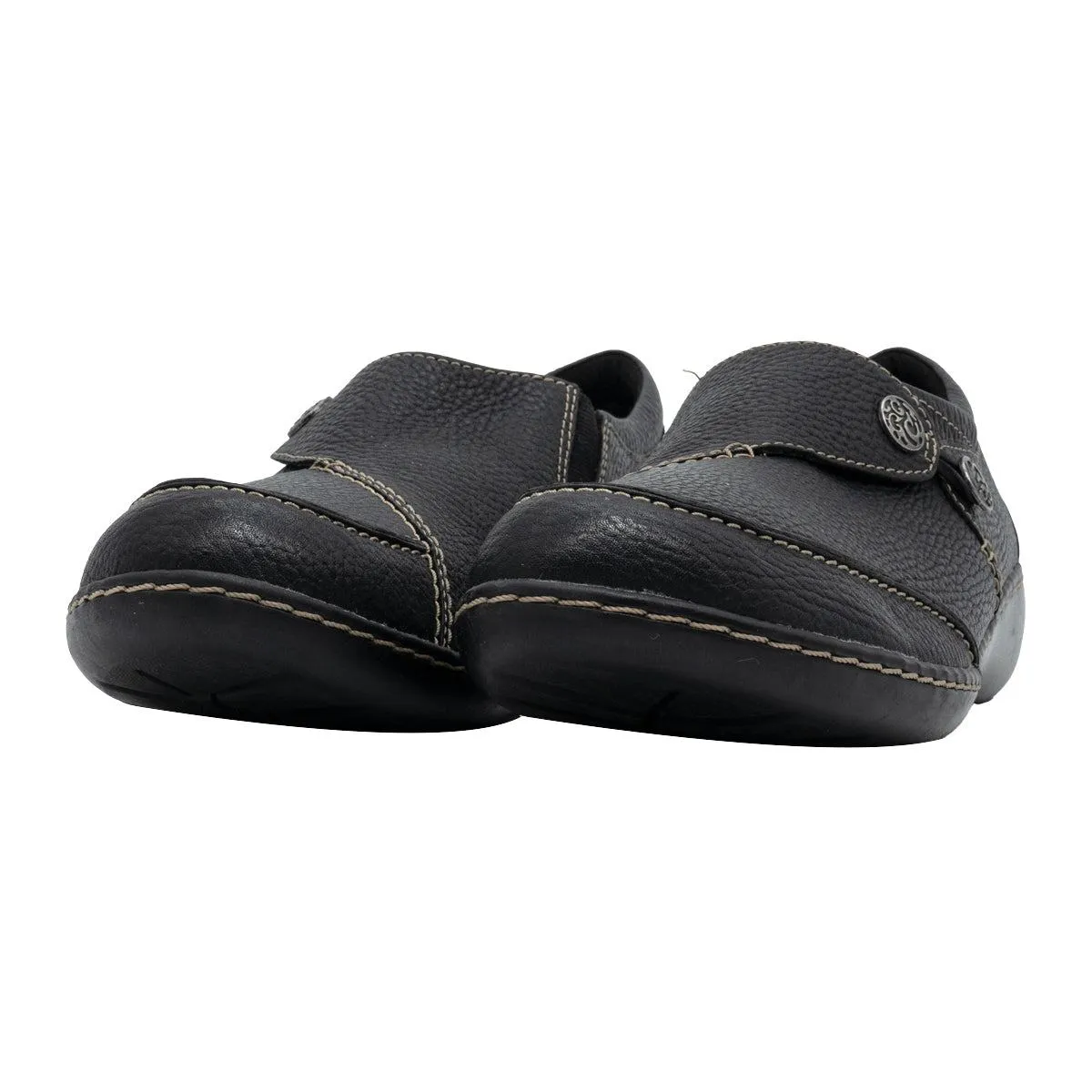 Clarks Ashland Lane Q Casual Flat Shoes Leather Black Colour For Women