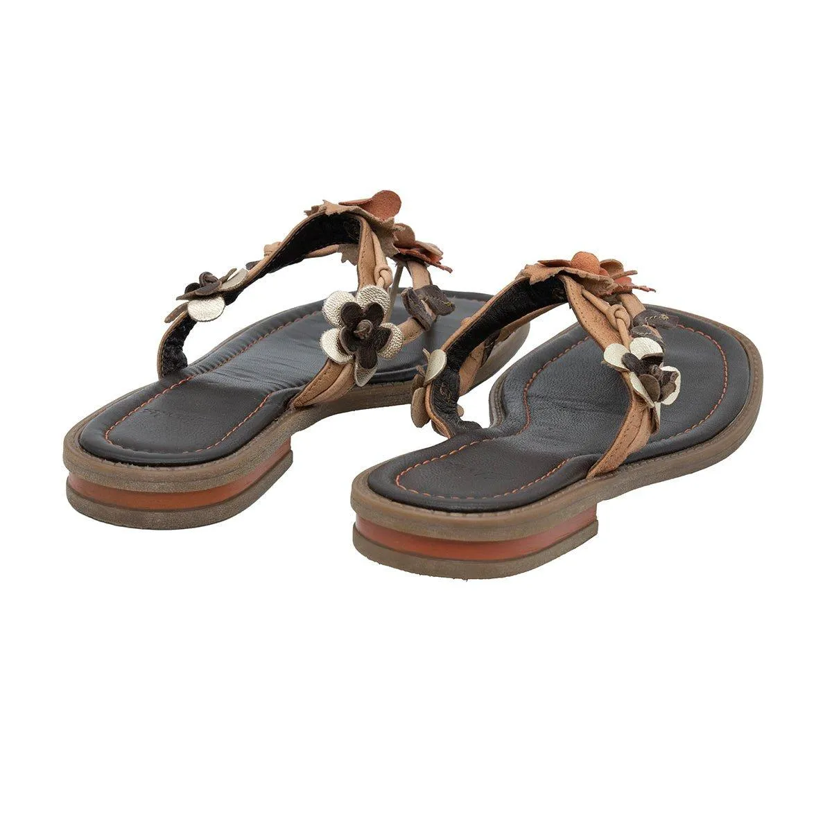 Clarks Flora Flat Sandals Fabric Brown Colour For Women