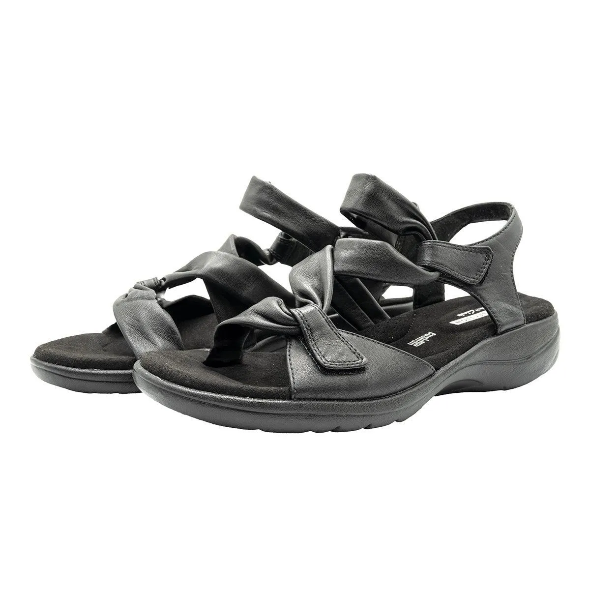 Clarks Strap Flat Sandals Leather Black Colour For Women