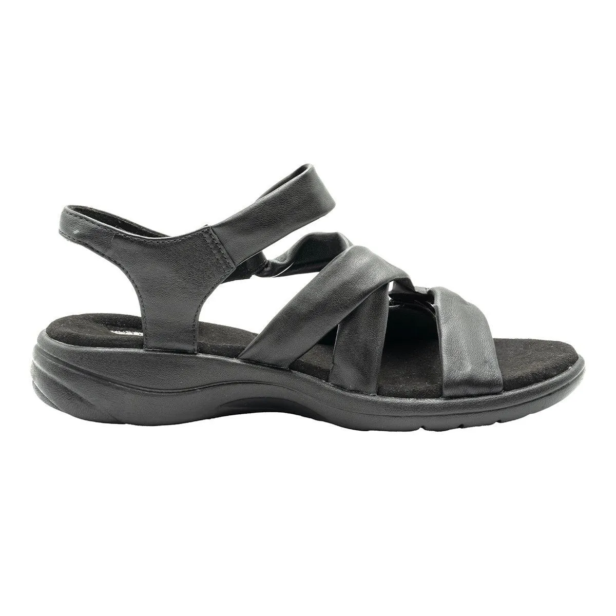 Clarks Strap Flat Sandals Leather Black Colour For Women