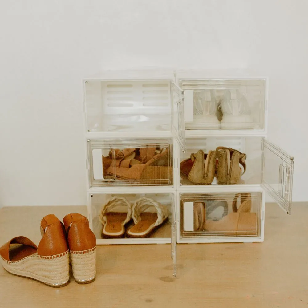 Clear Plastic Stackable Shoe Boxes Storage Containers