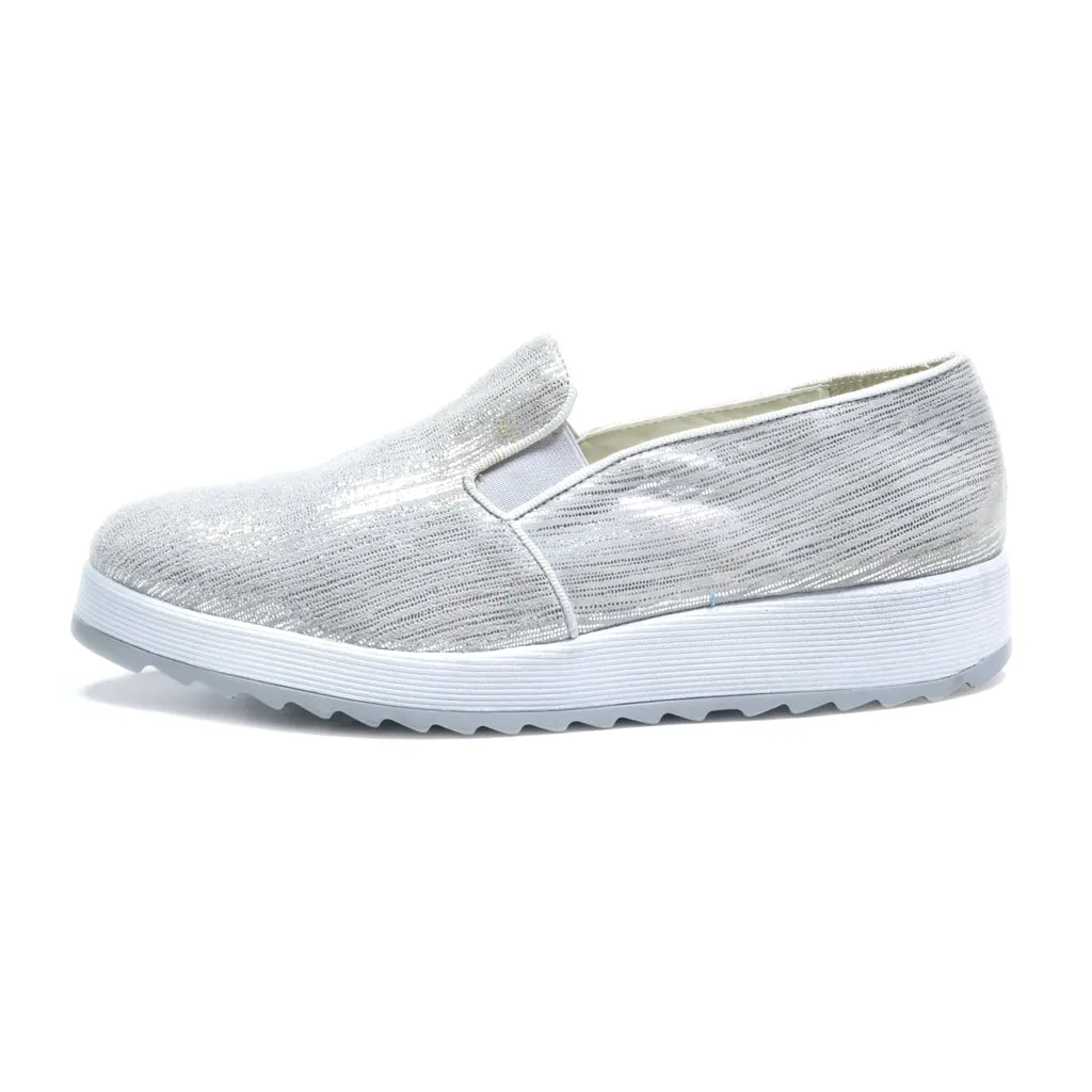 Closer By Chaussea Slip Ons Suede Silver Colour For Women