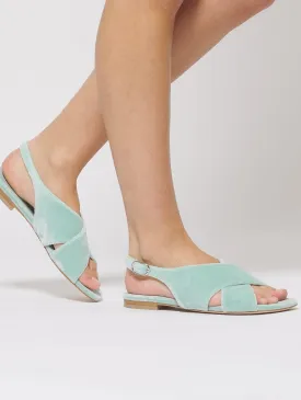 Cotton Velvet Vegan Crossover Slingback Sandals | Giada Blue