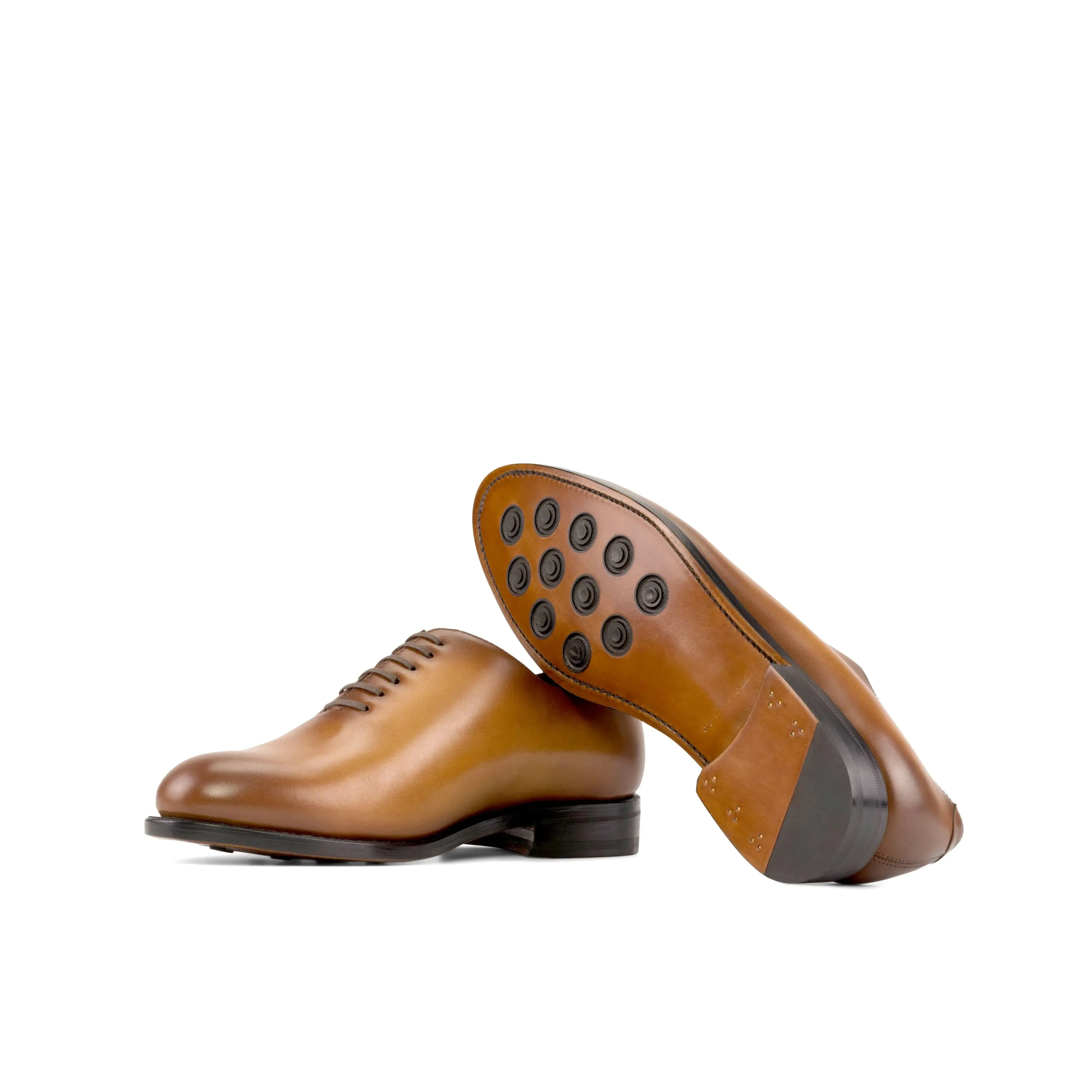 DapperFam Giuliano in Cognac Men's Italian Leather Whole Cut