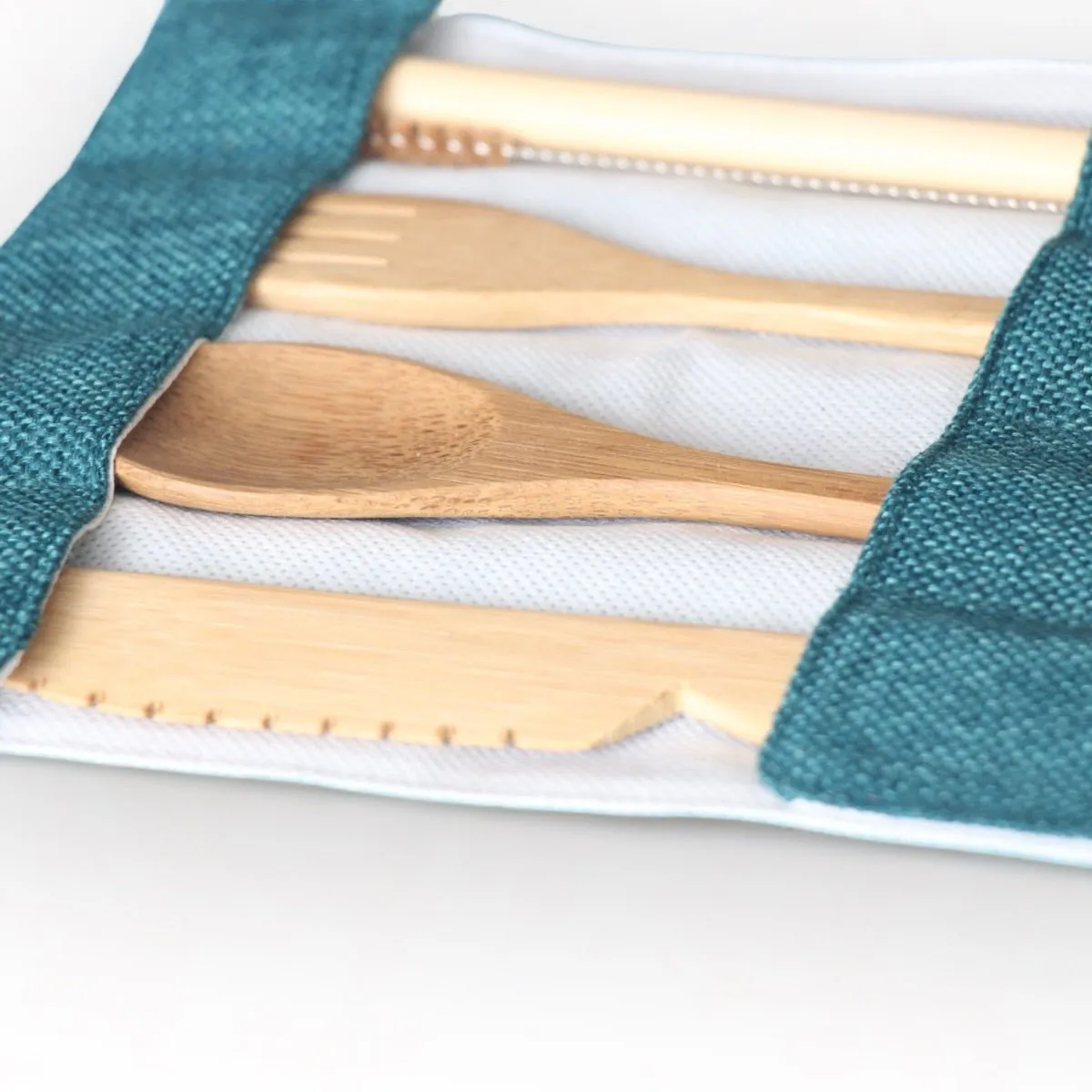 Durable & Lightweight Bamboo Cutlery and Straw Travel Kit