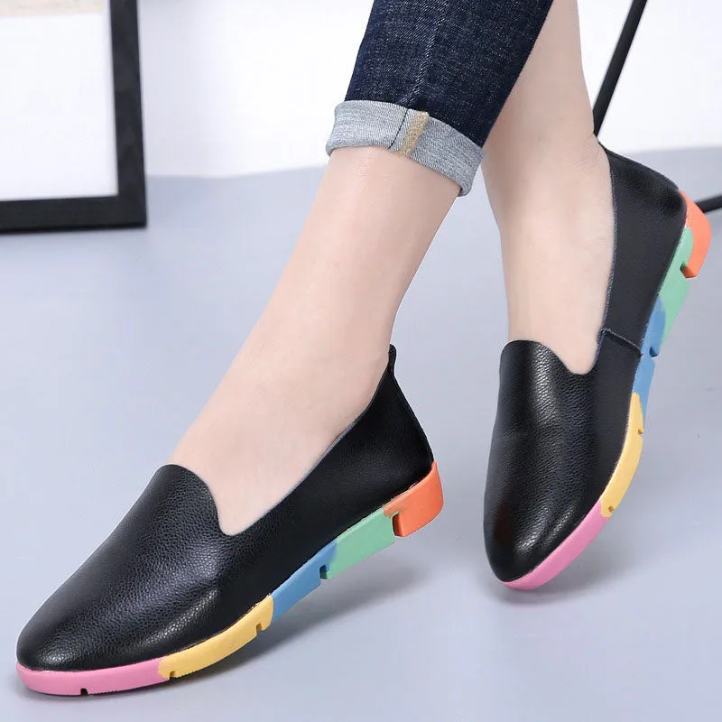 Flat shoes | Colored sole | Ladies loafers Leathers Shoes | Durable Gifts for women | Ladies Sneakers