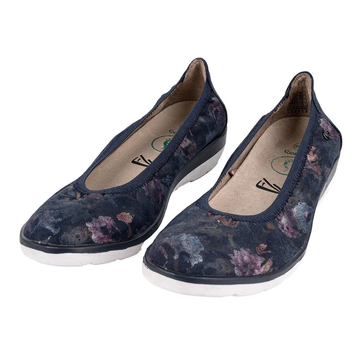 Footflex X Floral Print Ballerinas Fabric Blue Colour For Women