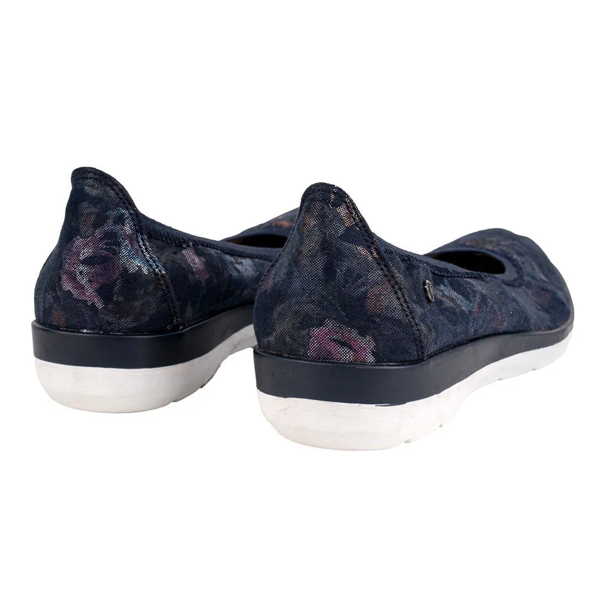 Footflex X Floral Print Ballerinas Fabric Blue Colour For Women