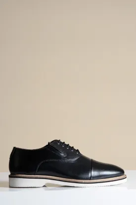 GAVIN - Black Leather Cap Toe Oxford Shoe