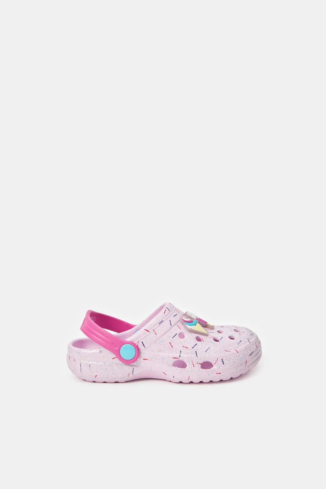 Girls Pink Glitter Clogs