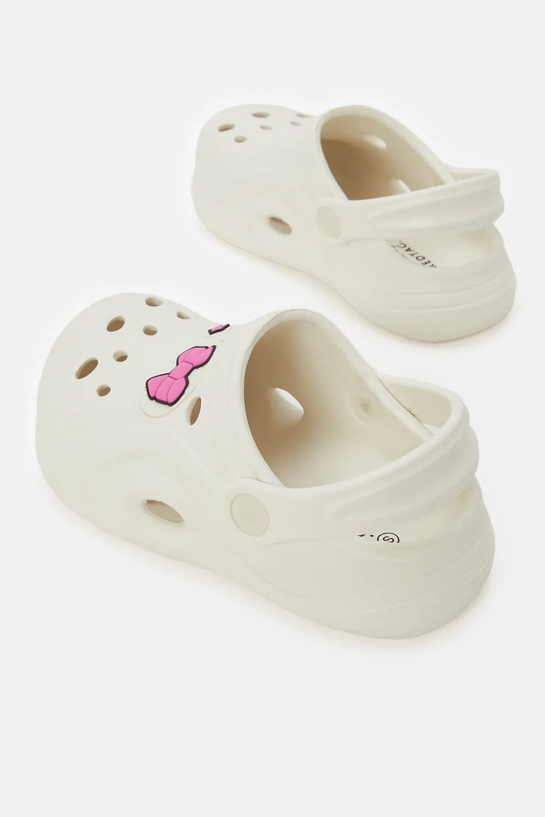 Girls White Star Patch Clog