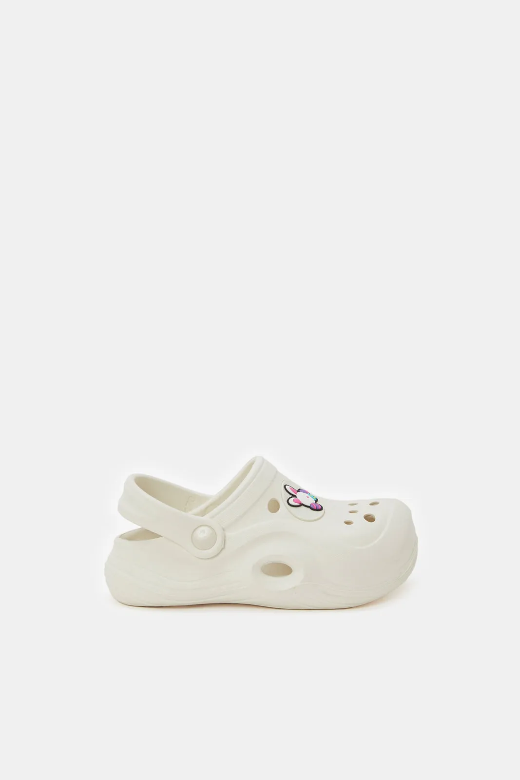 Girls White Star Patch Clog