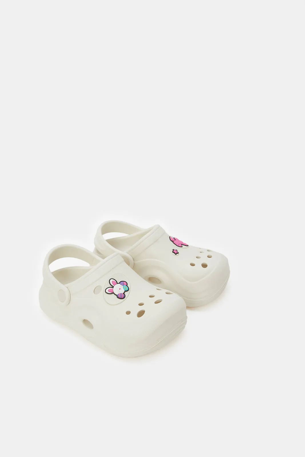 Girls White Star Patch Clog