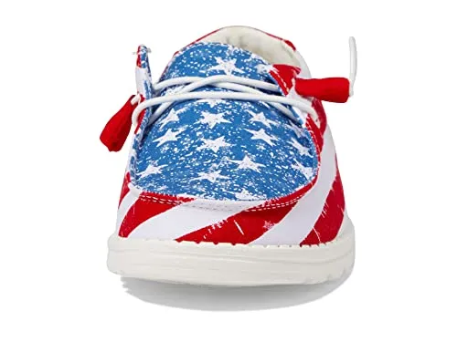 Hey Dude Women's Wendy Patriotic Star Spangled Size 8 | Women's Shoes | Women's Slip On Shoes | Comfortable & Light-Weight