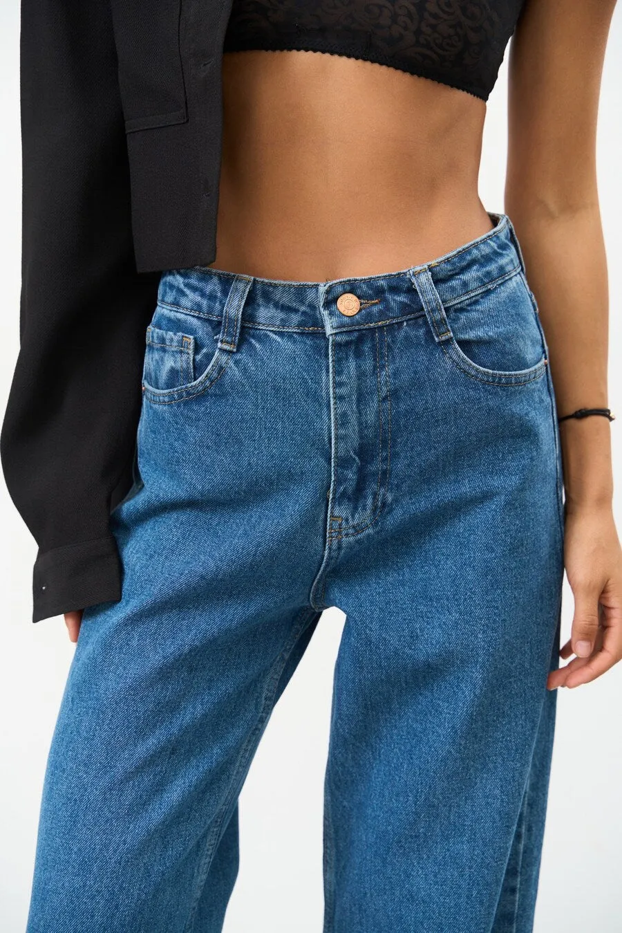 High Rise Blue Palazzo Jeans