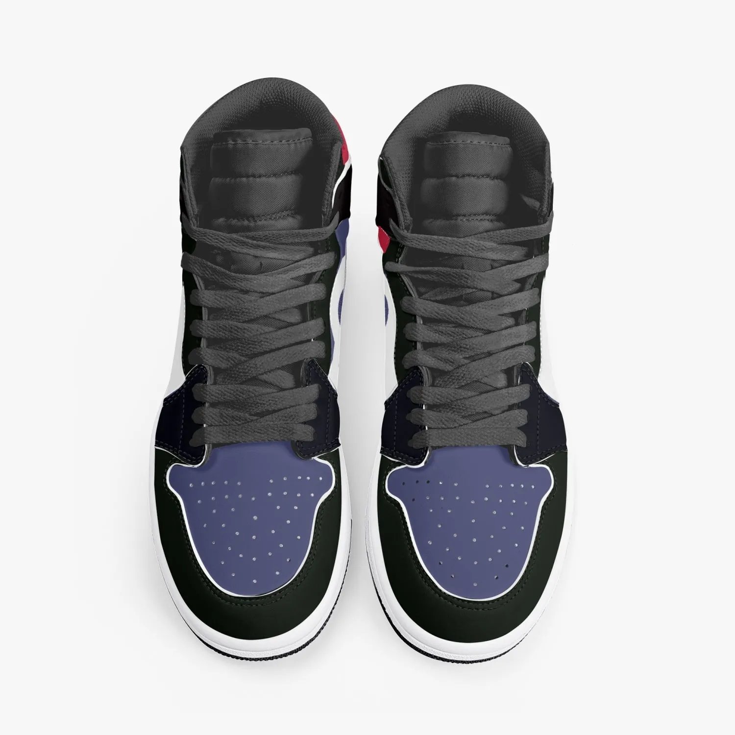 High-Top Leather Sneakers Black Purple