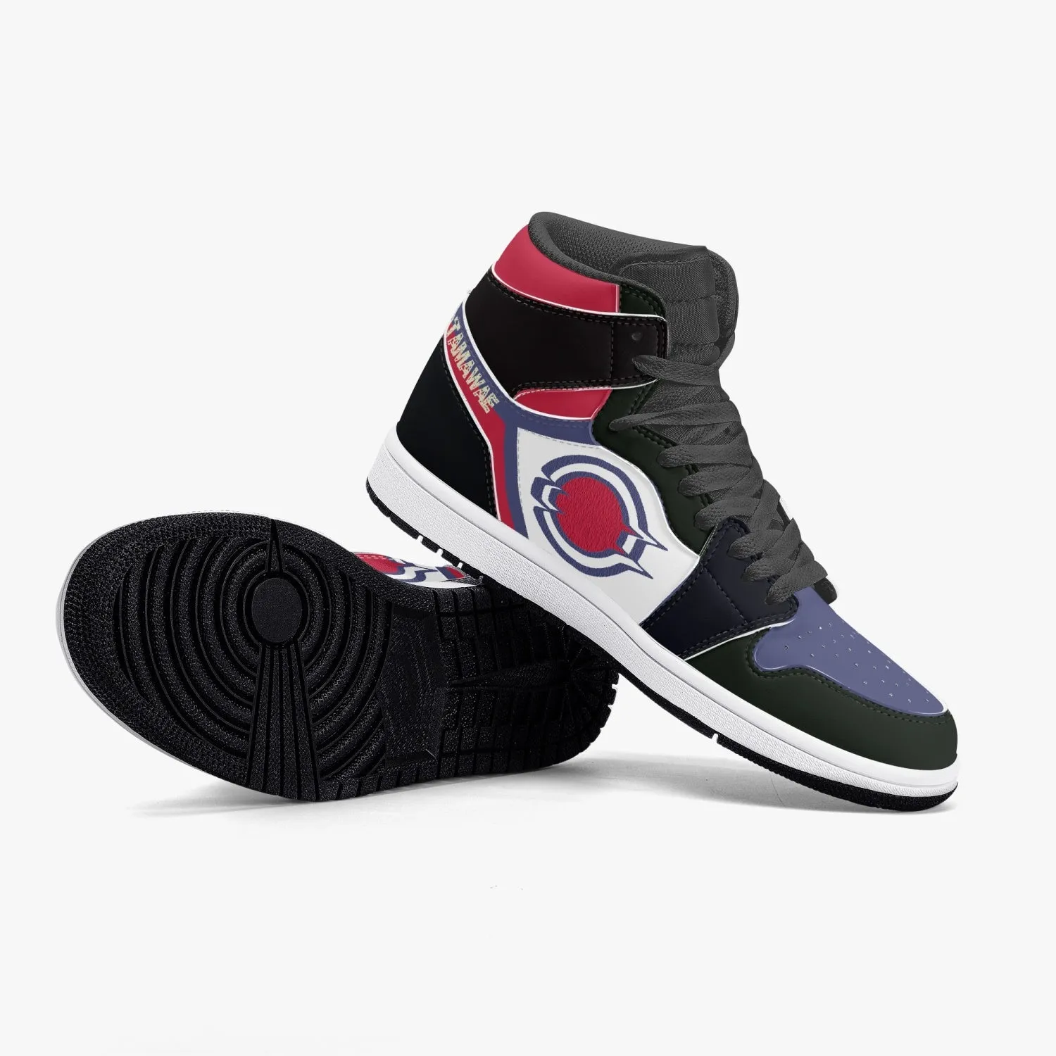 High-Top Leather Sneakers Black Purple