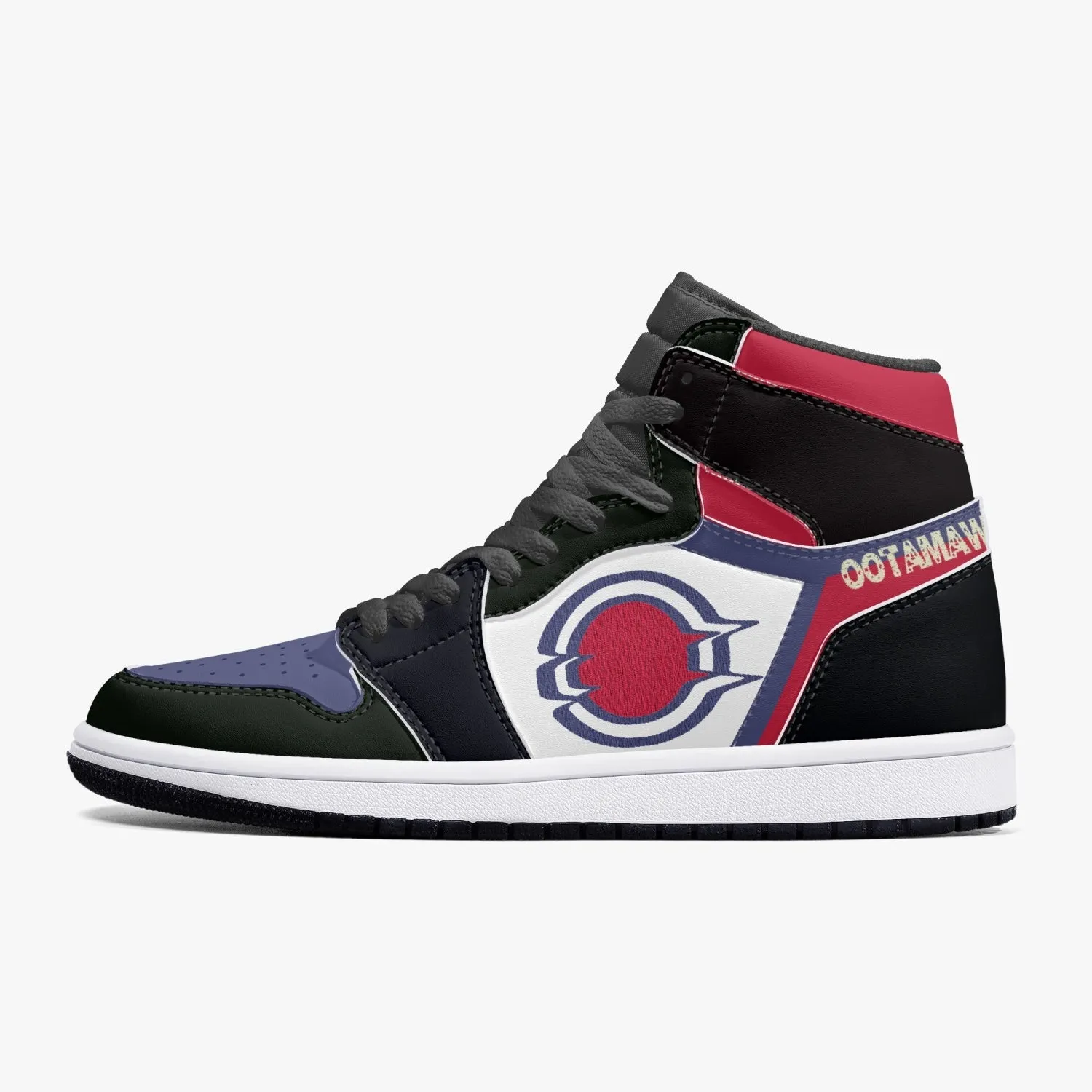 High-Top Leather Sneakers Black Purple