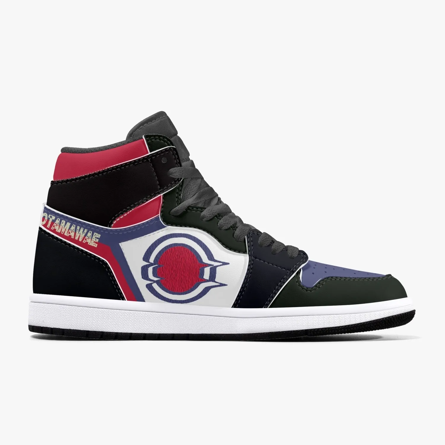 High-Top Leather Sneakers Black Purple