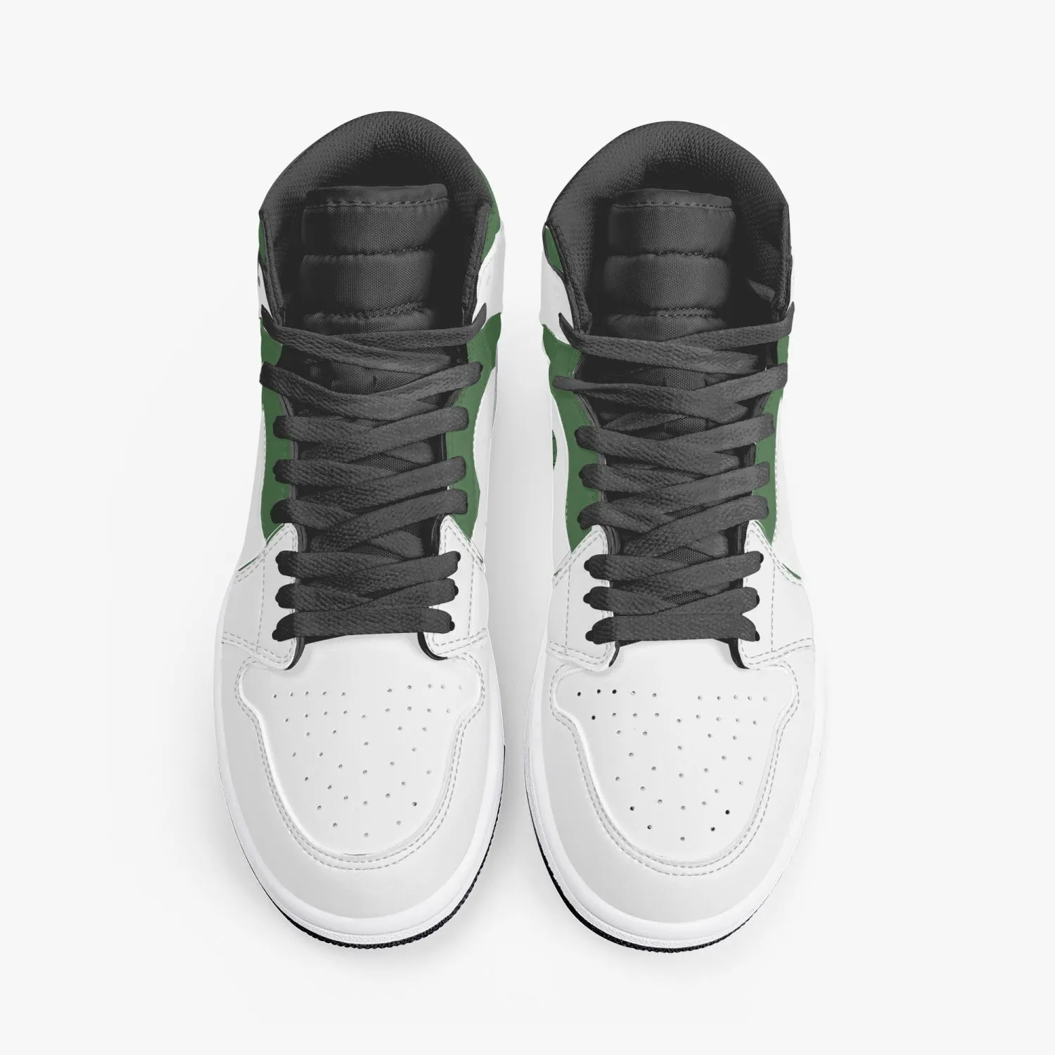 High-Top Leather Sneakers White&Green