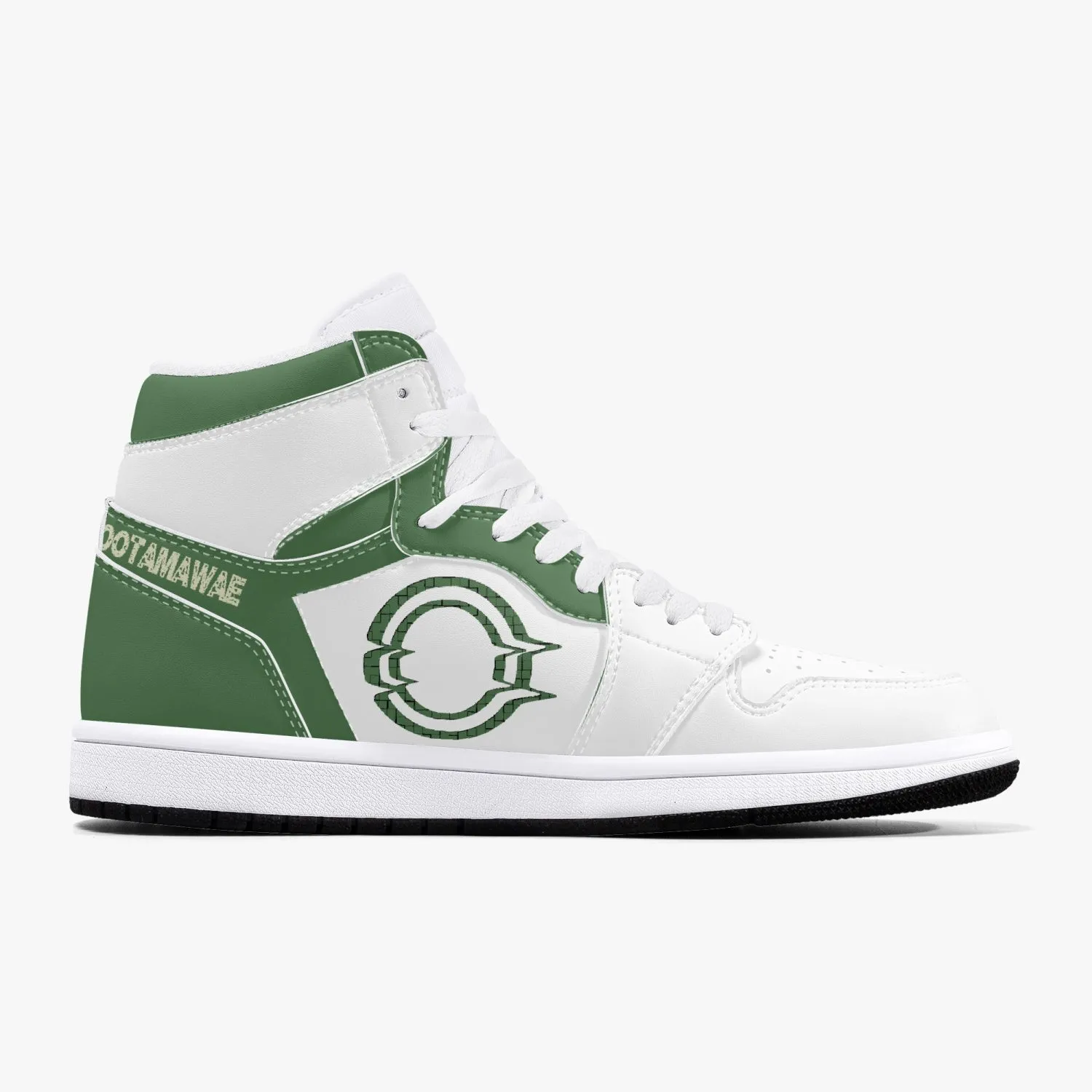 High-Top Leather Sneakers White&Green