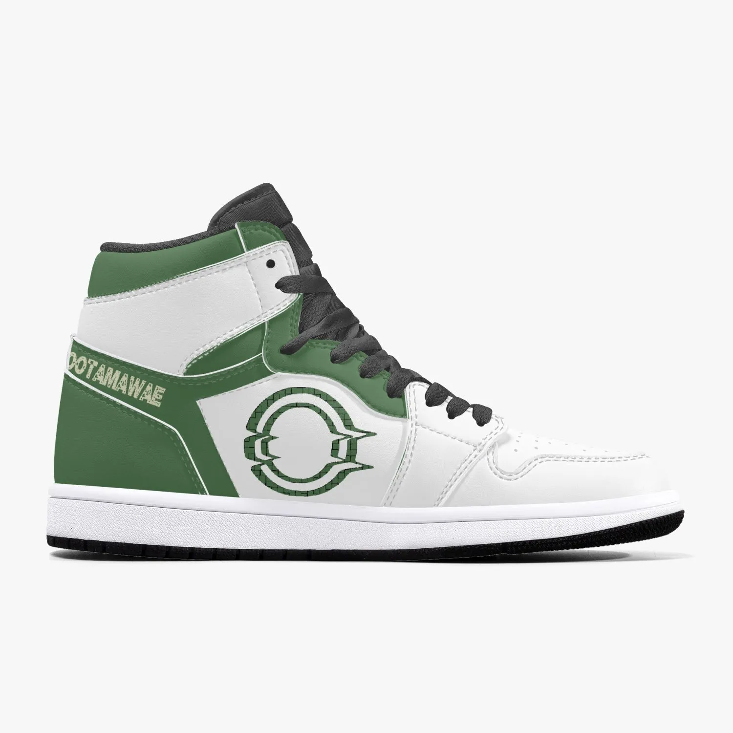 High-Top Leather Sneakers White&Green