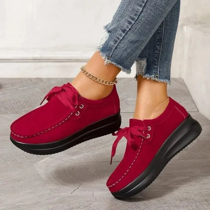 Hnzxzm 2024 Fashion Breathable Casual Flat Shoes Women Ladies Light Swing Platform Girls Shoes Women Slimming Casual Women Flats Shoes