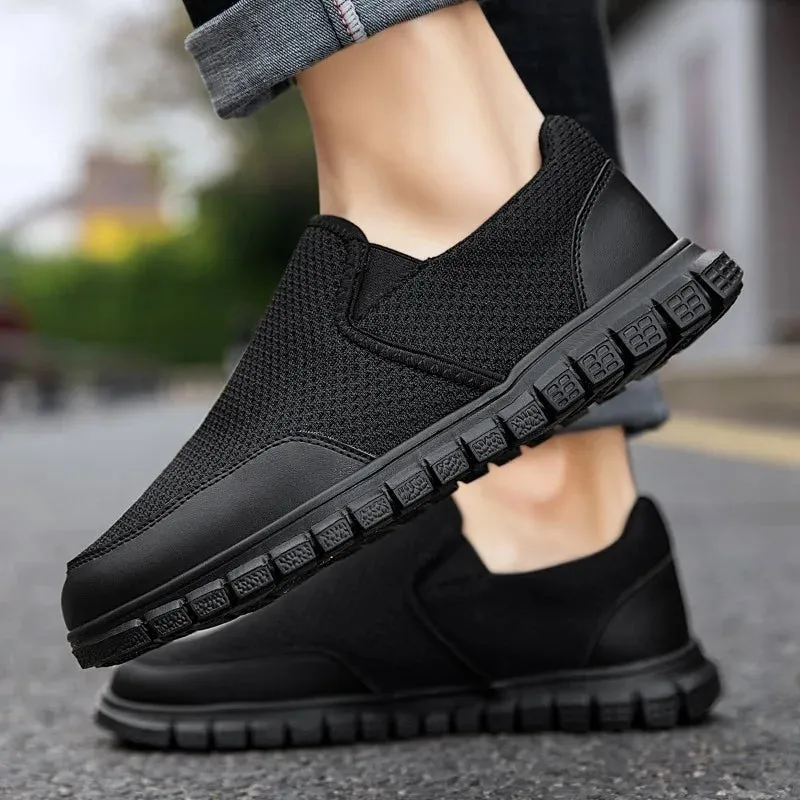 Hnzxzm New Fashion Men Work Shoes Breathable Comfortable Casual Sneakers Slip-on Flat Walking Footwear Shoe Zapatillas Hombre Size 46