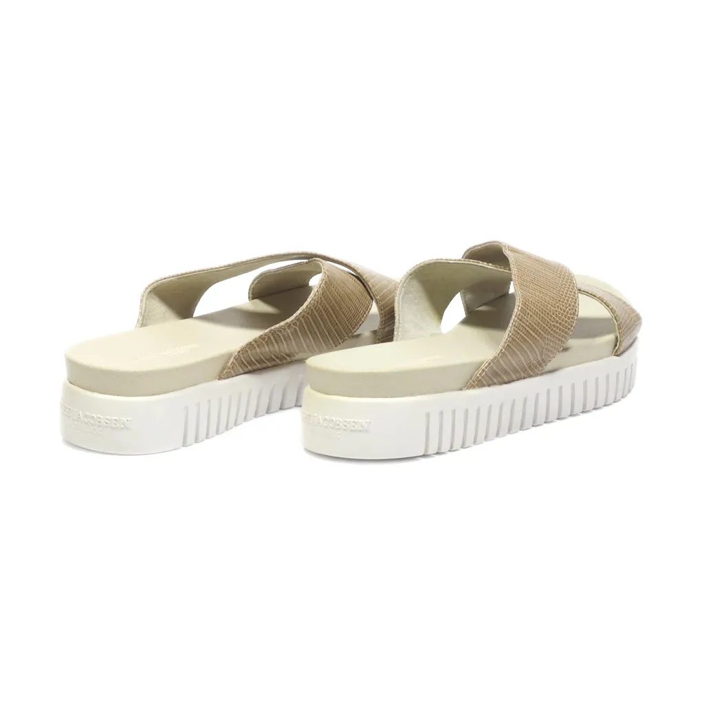 Ilse Jacobsen Flip Flops Leather Beige Colour For Women