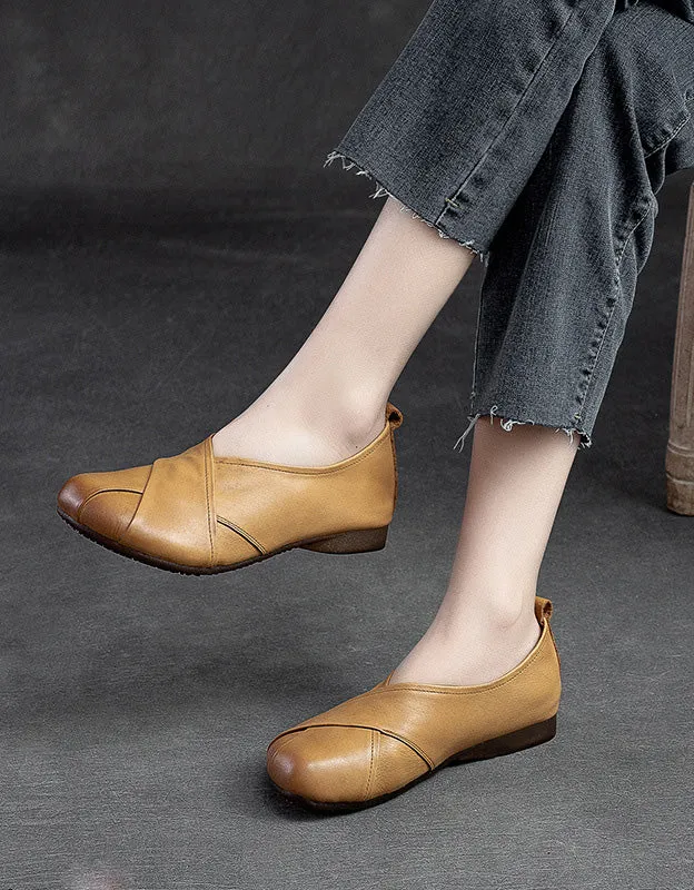 Leather Cross Comfortable Retro Flat Shoes