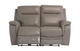 Livorno Leather Electric 2 Seater Recliner - Grey