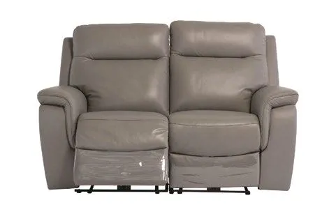 Livorno Leather Electric 2 Seater Recliner - Grey