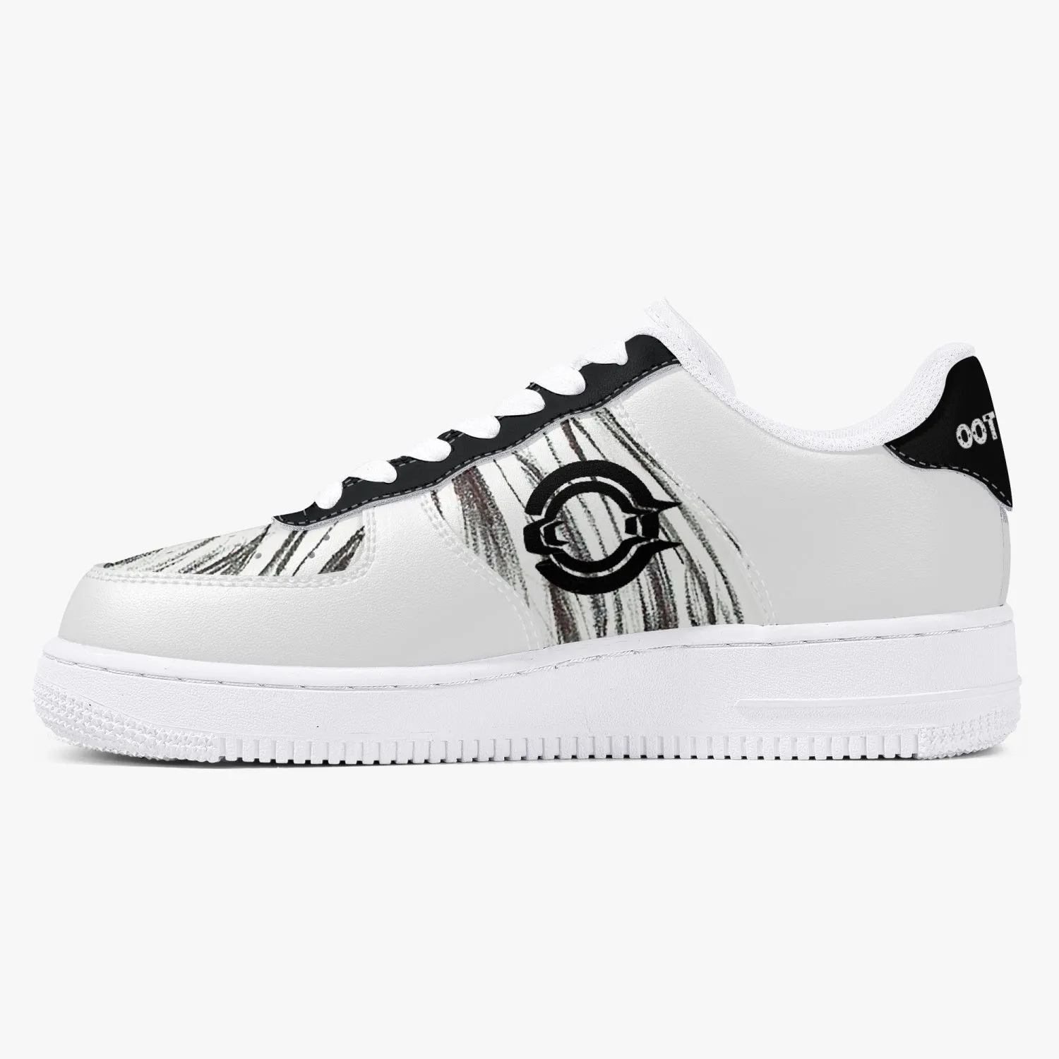 Low-Top Leather Sports Sneakers Black&White