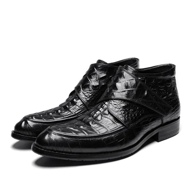 Luxury CrocLeather Soft Wine Boots