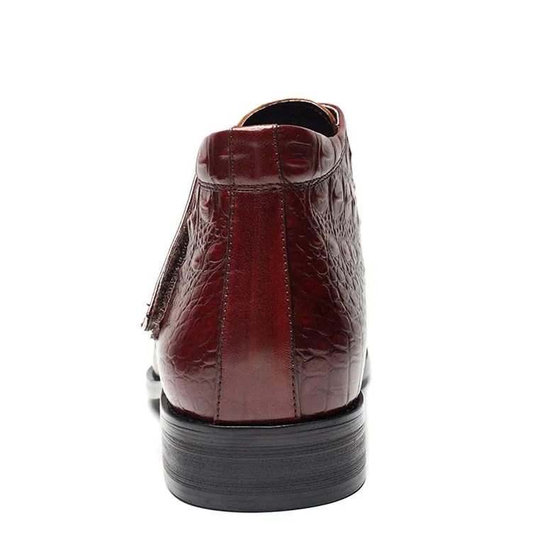 Luxury CrocLeather Soft Wine Boots